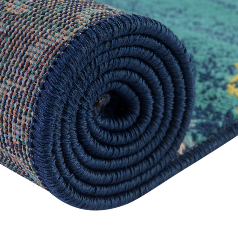 Oceanview Gardens Collection Area Rug - Marina Rectangle Navy Blue lifestyle 19