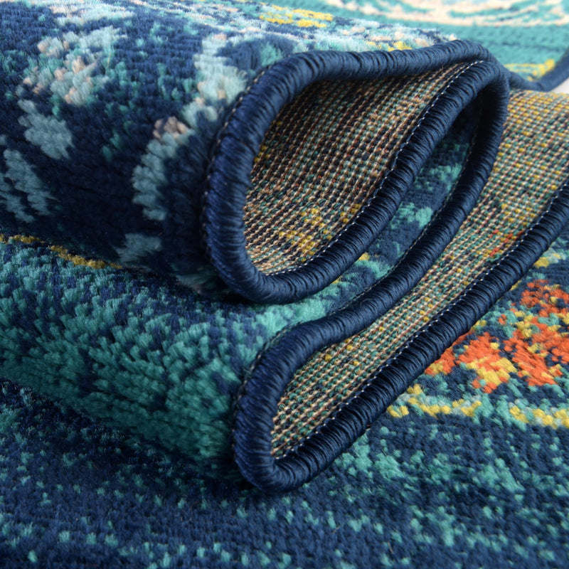 Oceanview Gardens Collection Area Rug - Marina Rectangle Navy Blue lifestyle 20