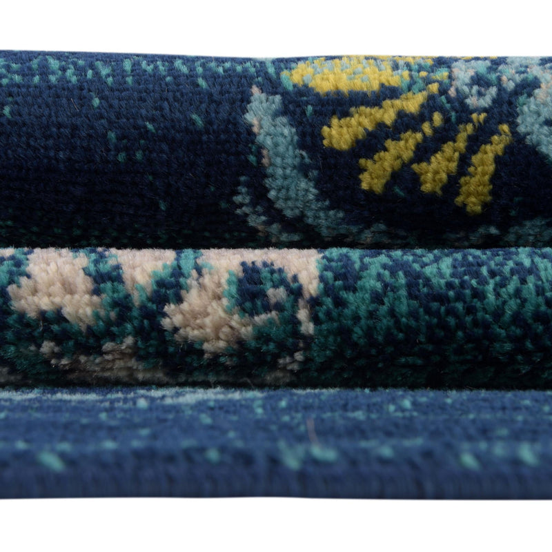 Oceanview Gardens Collection Area Rug - Marina Rectangle Navy Blue lifestyle 21