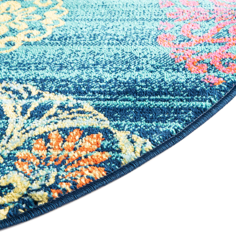 Oceanview Gardens Collection Area Rug - Marina Round Navy Blue lifestyle 59