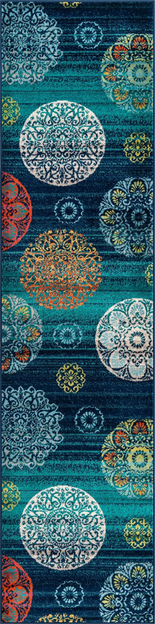 Oceanview Gardens Collection Area Rug - Marina Runner Navy Blue lifestyle 23