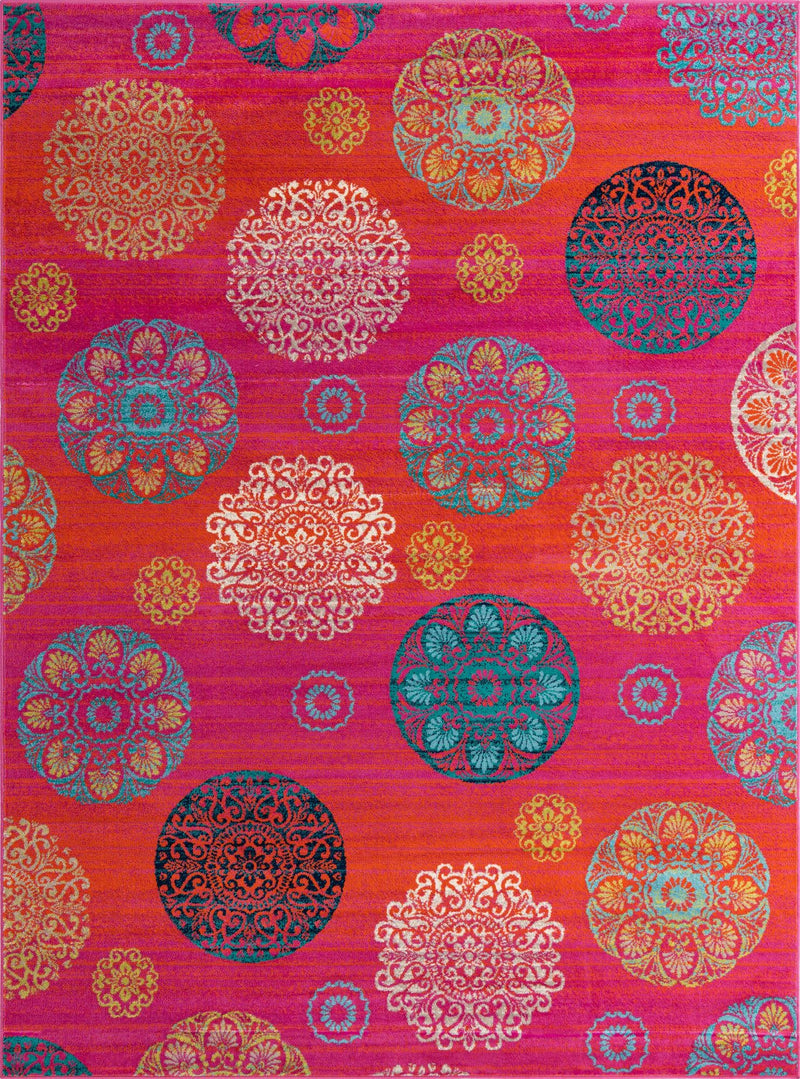 Oceanview Gardens Collection Area Rug - Marina Rectangle Rust Red lifestyle 2