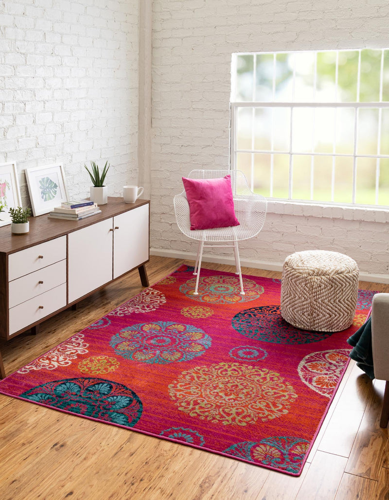Oceanview Gardens Collection Area Rug - Marina Rectangle Rust Red lifestyle 4