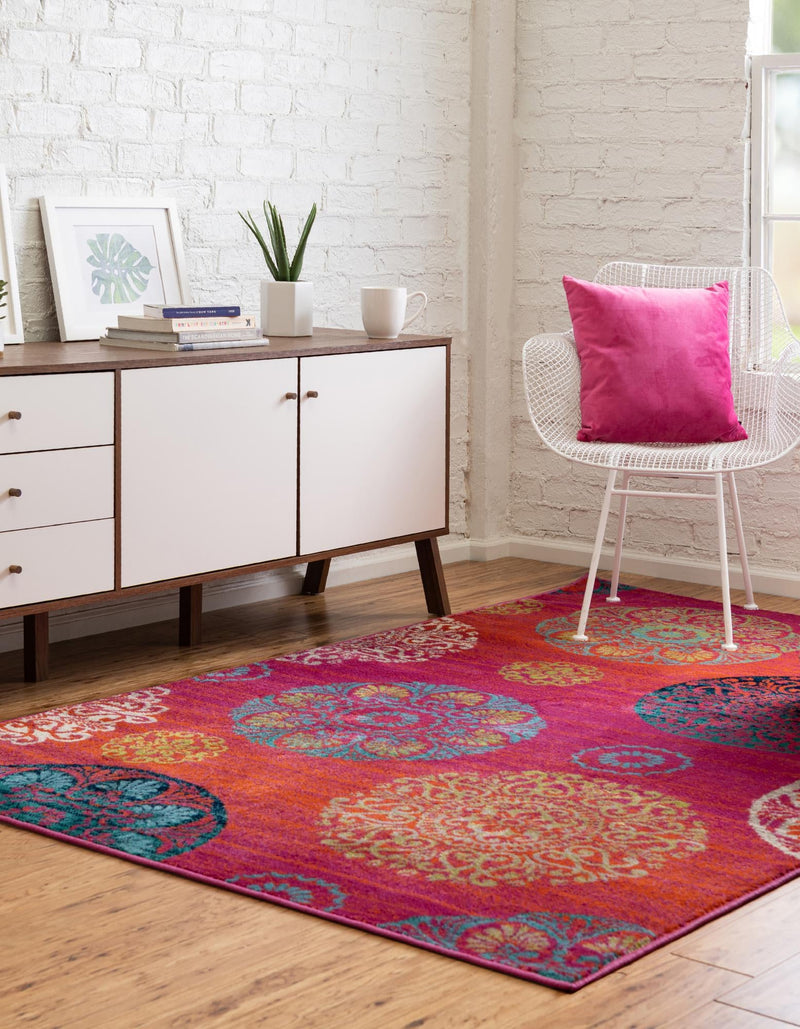 Oceanview Gardens Collection Area Rug - Marina Rectangle Rust Red lifestyle 6