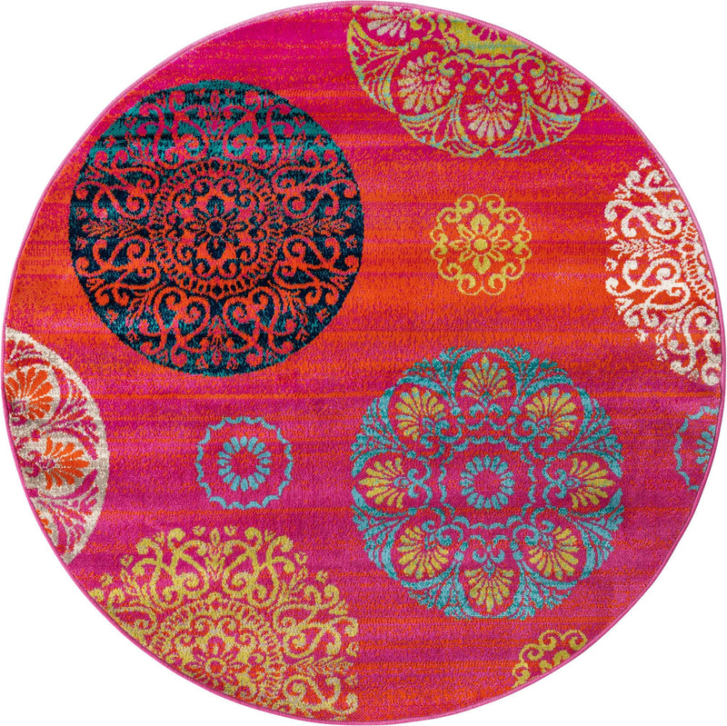 Oceanview Gardens Collection Area Rug - Marina Round Rust Red lifestyle 24