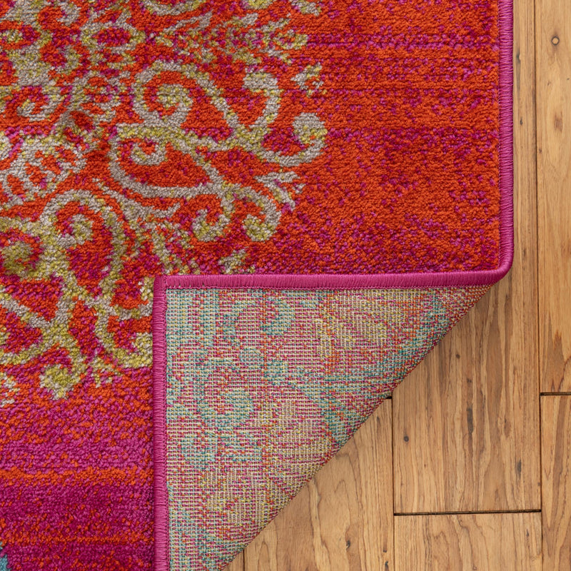 Oceanview Gardens Collection Area Rug - Marina Square Rust Red lifestyle 76