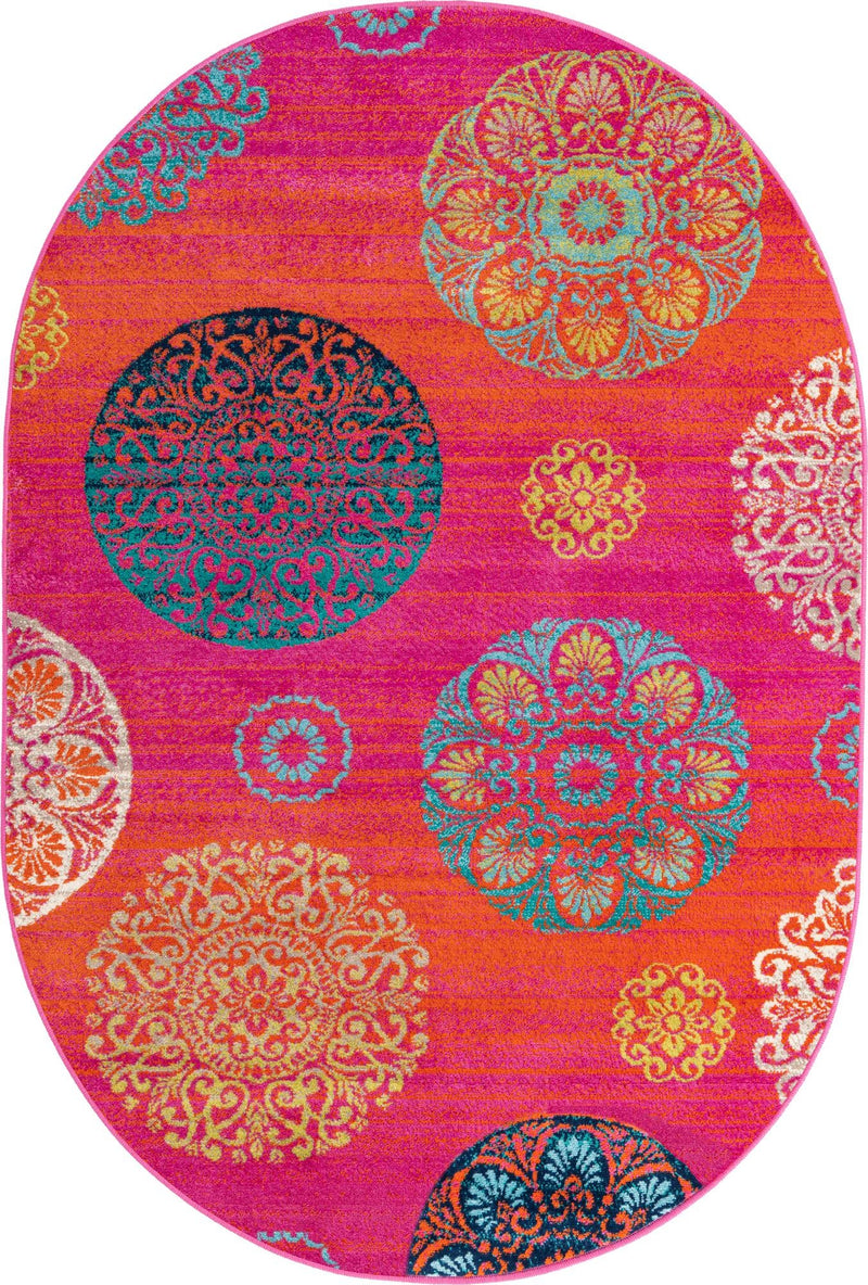 Oceanview Gardens Collection Area Rug - Marina Oval Rust Red lifestyle 26