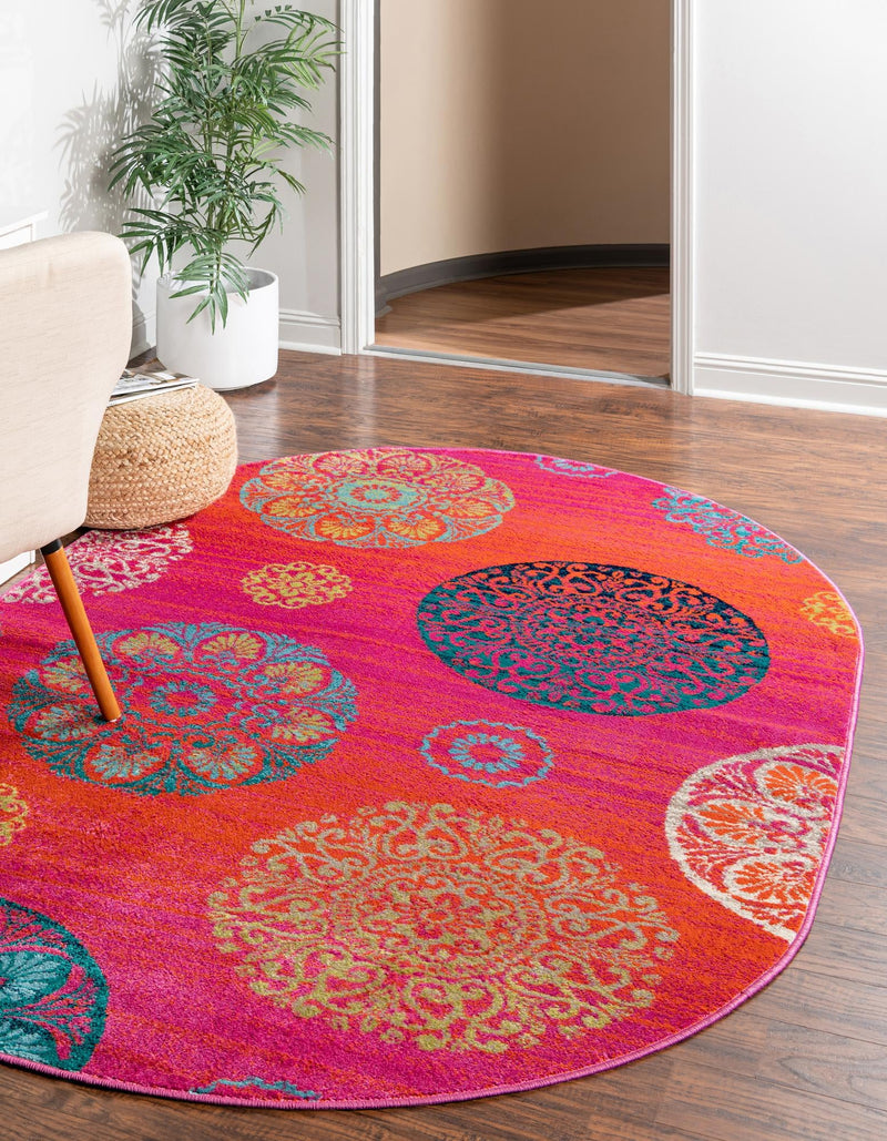 Oceanview Gardens Collection Area Rug - Marina Oval Rust Red lifestyle 33