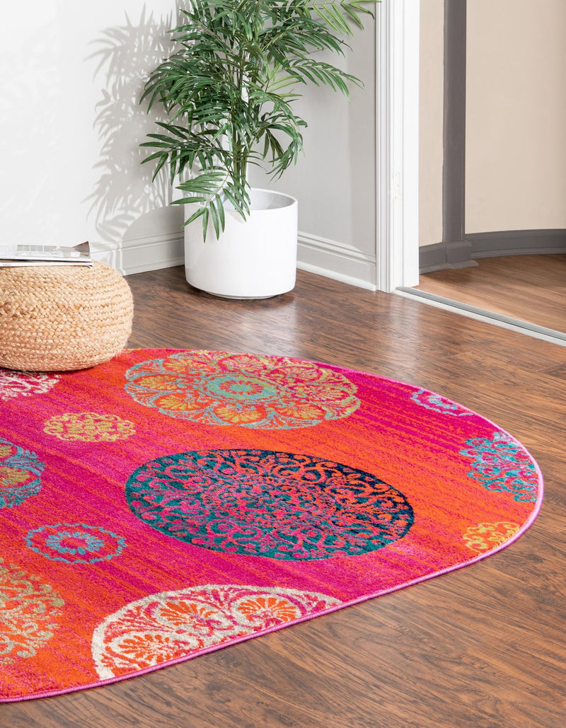 Oceanview Gardens Collection Area Rug - Marina Oval Rust Red lifestyle 40