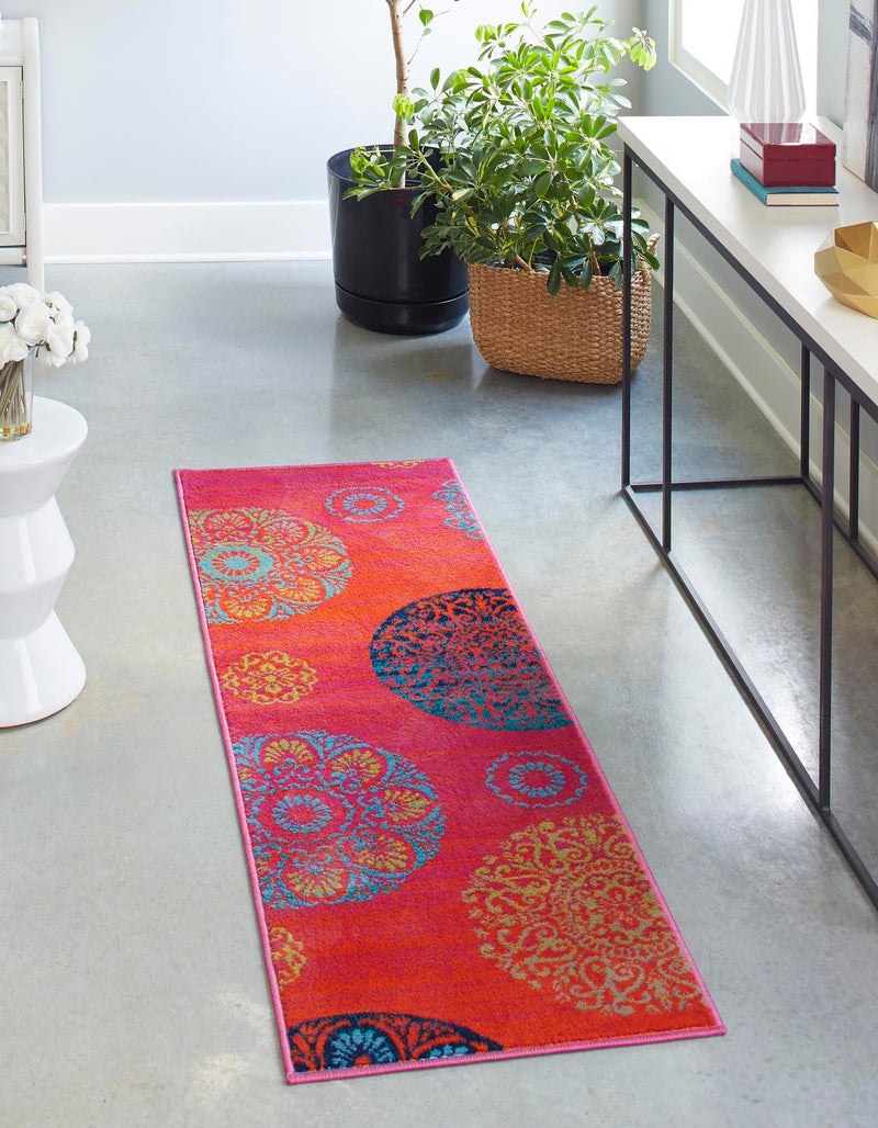 Oceanview Gardens Collection Area Rug - Marina Runner Rust Red lifestyle 35