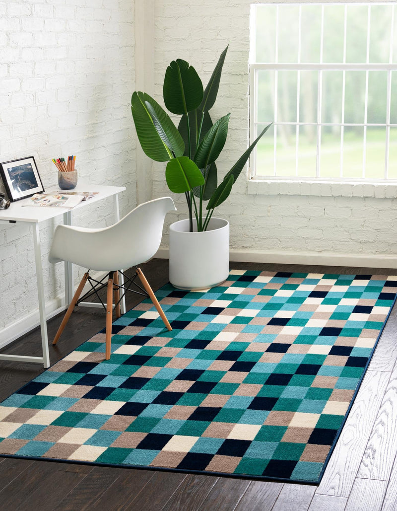 Oceanview Gardens Collection Area Rug - Harbor Rectangle Teal lifestyle 2