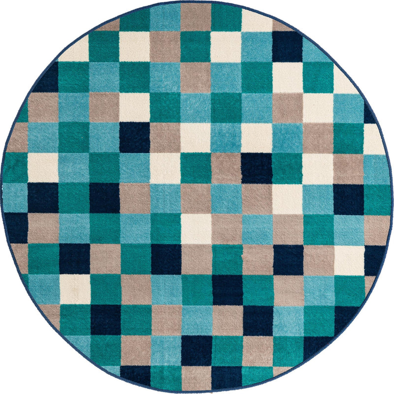 Oceanview Gardens Collection Area Rug - Harbor Round Teal lifestyle 9