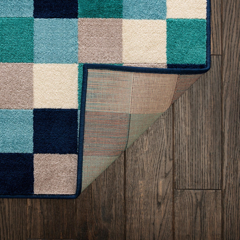 Oceanview Gardens Collection Area Rug - Harbor Square Teal lifestyle 73
