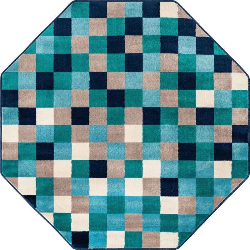 Oceanview Gardens Collection Area Rug - Harbor Octagon Teal lifestyle 11