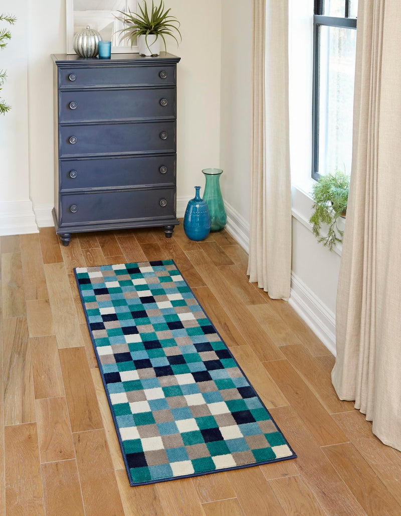 Oceanview Gardens Collection Area Rug - Harbor Runner Teal lifestyle 19