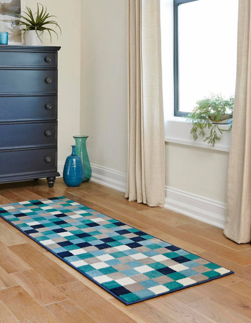 Oceanview Gardens Collection Area Rug - Harbor Runner Teal lifestyle 26