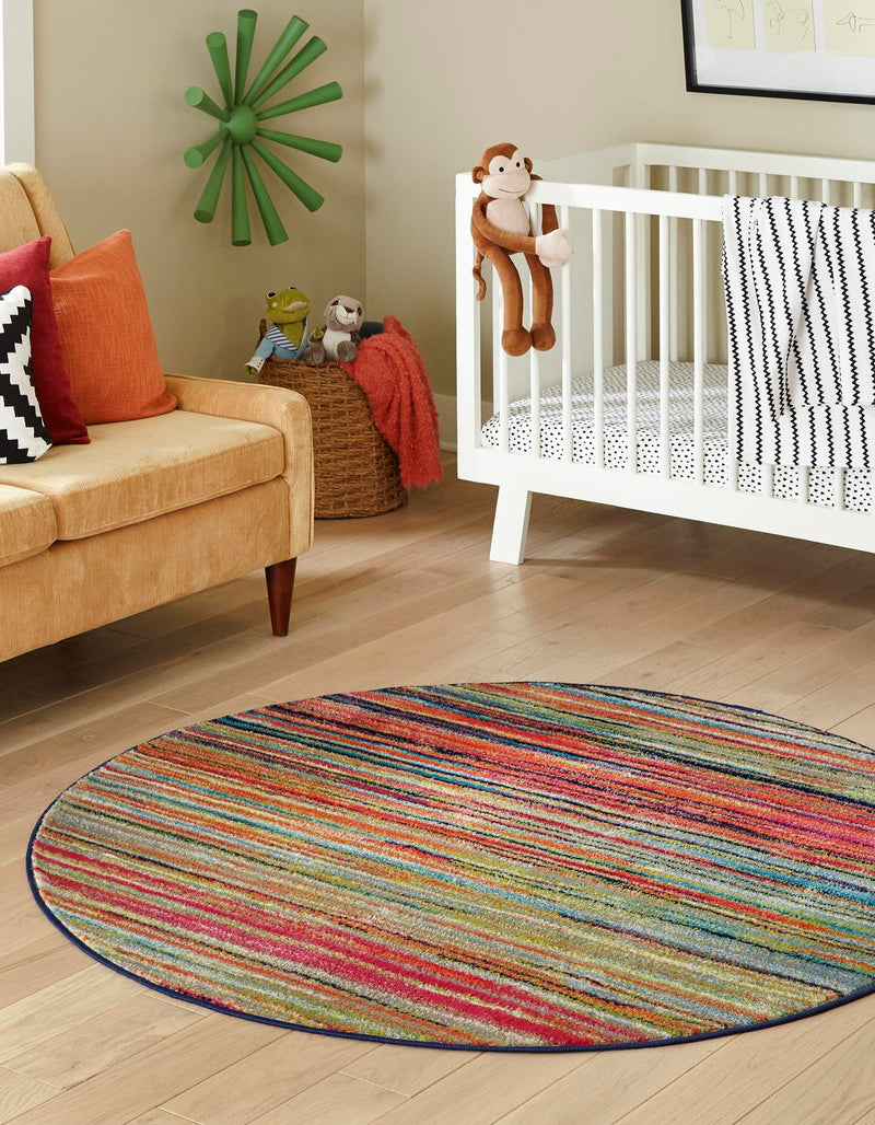 Oceanview Gardens Collection Area Rug - Reef Round Multi lifestyle 16