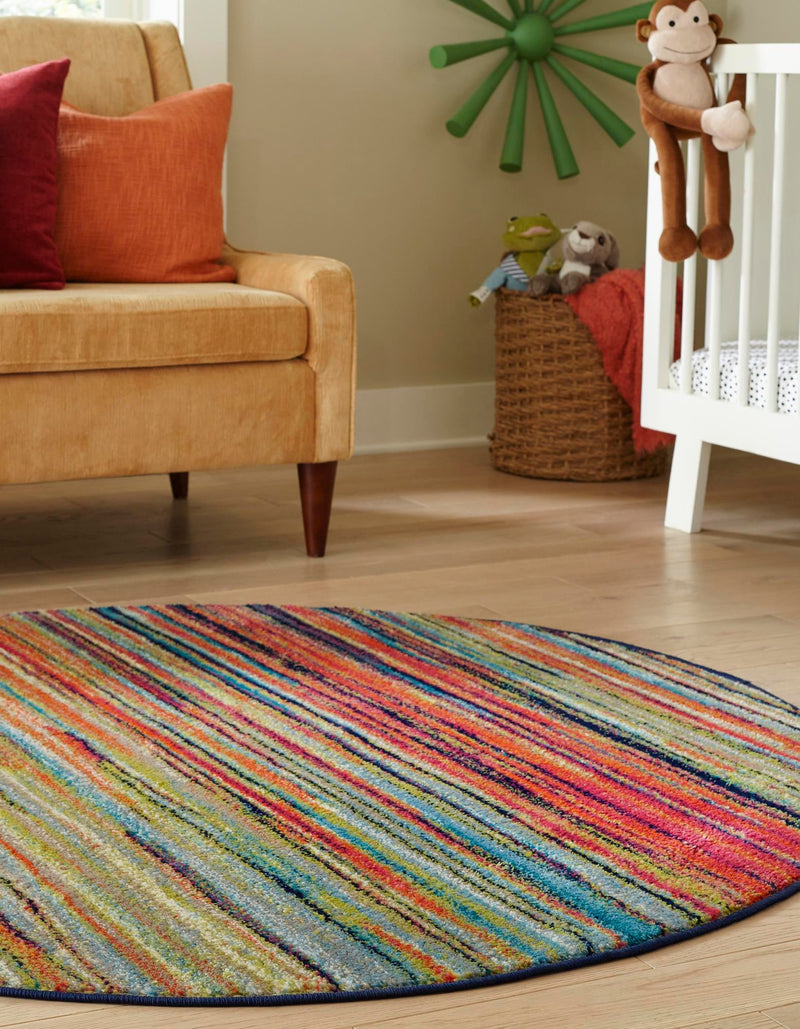 Oceanview Gardens Collection Area Rug - Reef Round Multi lifestyle 21