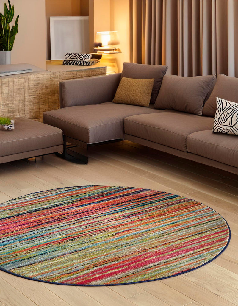 Oceanview Gardens Collection Area Rug - Reef Round Multi lifestyle 26