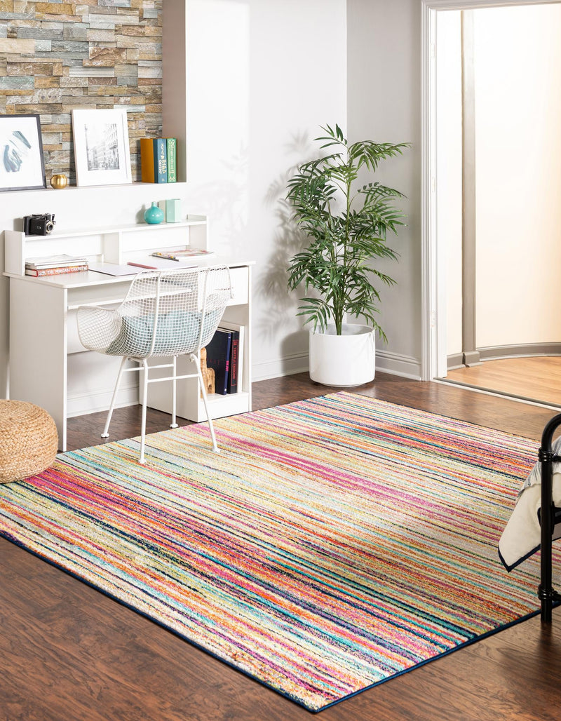 Oceanview Gardens Collection Area Rug - Reef Square Multi lifestyle 22
