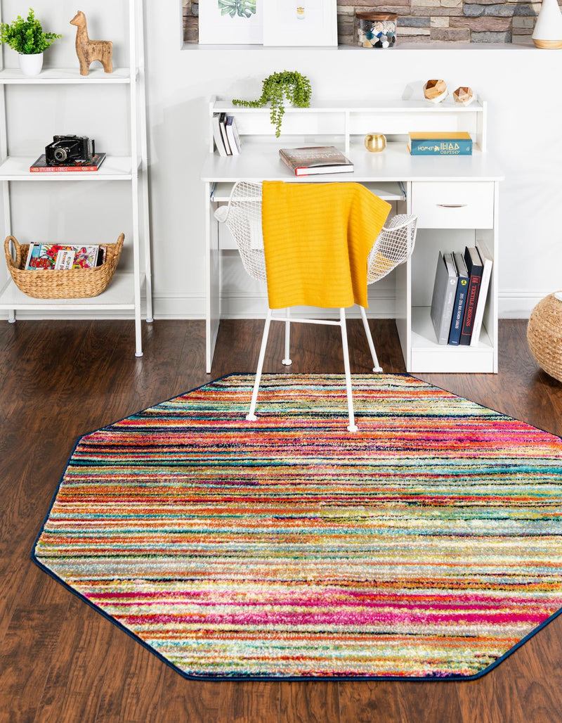 Oceanview Gardens Collection Area Rug - Reef Octagon Multi lifestyle 19