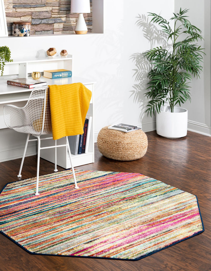 Oceanview Gardens Collection Area Rug - Reef Octagon Multi lifestyle 24