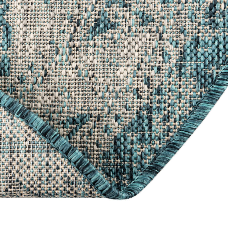 Tribal Terrace Treasures Collection Area Rug - Mayan Marina (Teal) Oval Teal lifestyle 7