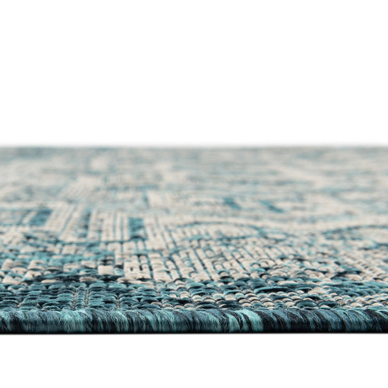 Tribal Terrace Treasures Collection Area Rug - Mayan Marina (Teal) Runner Teal lifestyle 3