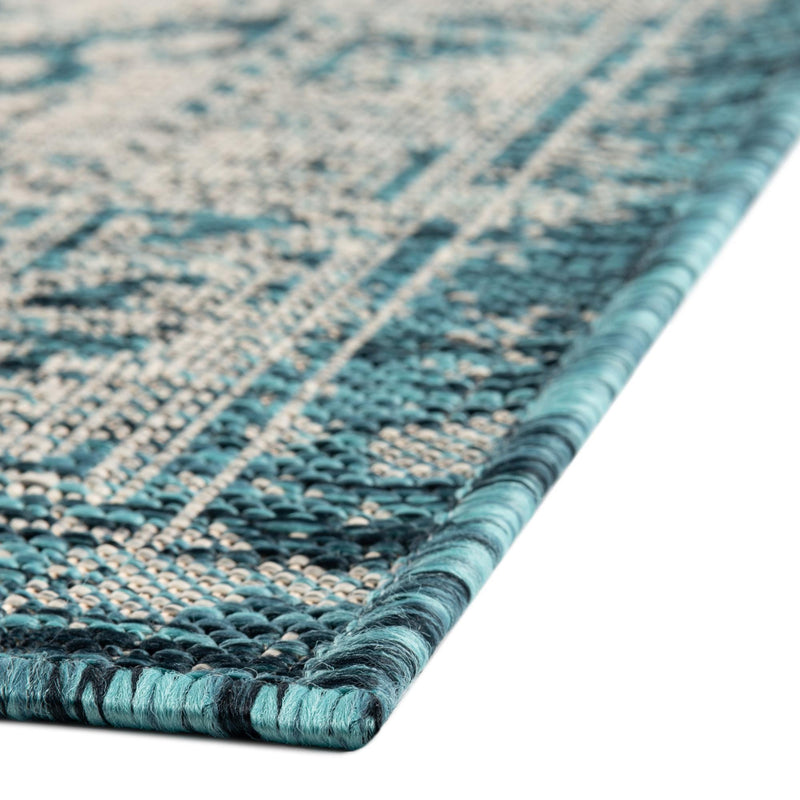 Tribal Terrace Treasures Collection Area Rug - Mayan Marina (Teal) Runner Teal lifestyle 5