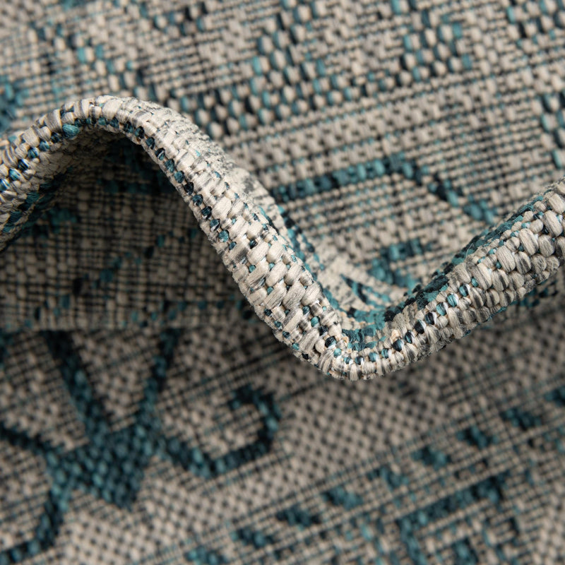 Tribal Terrace Treasures Collection Area Rug - Mayan Marina (Teal) Runner Teal lifestyle 6