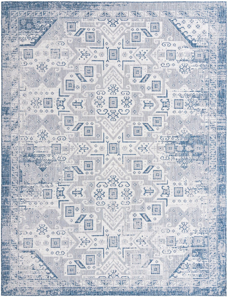 Tribal Terrace Treasures Collection Area Rug - Mayan Marina (Blue) Rectangle Blue Main