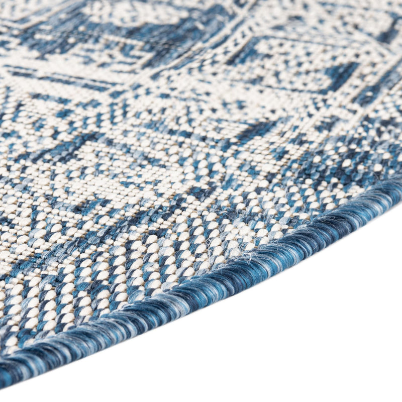 Tribal Terrace Treasures Collection Area Rug - Mayan Marina (Blue) Oval Blue lifestyle 6