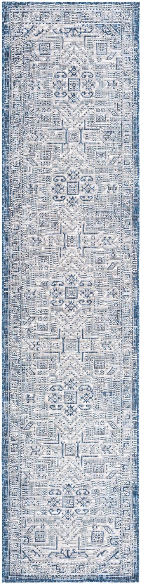 Tribal Terrace Treasures Collection Area Rug - Mayan Marina (Blue) Runner Blue Main