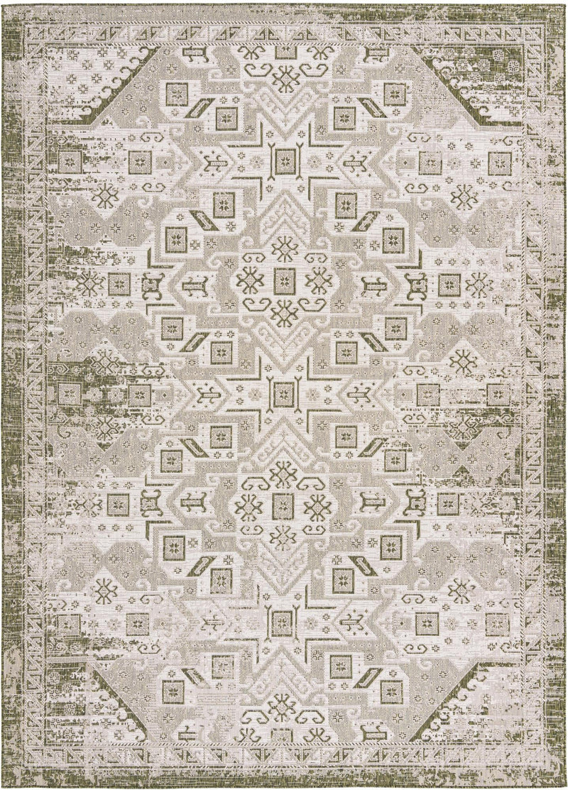 Tribal Terrace Treasures Collection Area Rug - Mayan Marina (Green) Rectangle Green Main