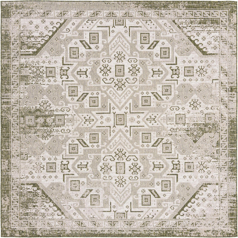 Tribal Terrace Treasures Collection Area Rug - Mayan Marina (Green) Square Green Main