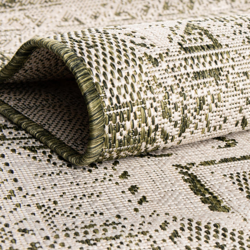 Tribal Terrace Treasures Collection Area Rug - Mayan Marina (Green) Oval Green lifestyle 4