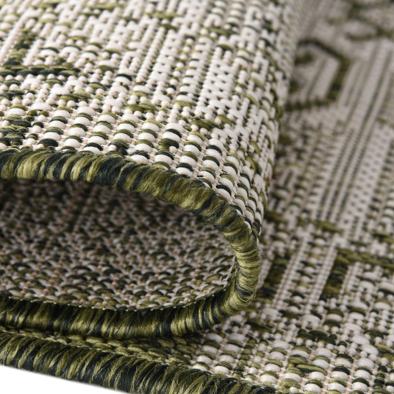 Tribal Terrace Treasures Collection Area Rug - Mayan Marina (Green) Octagon Green lifestyle 4