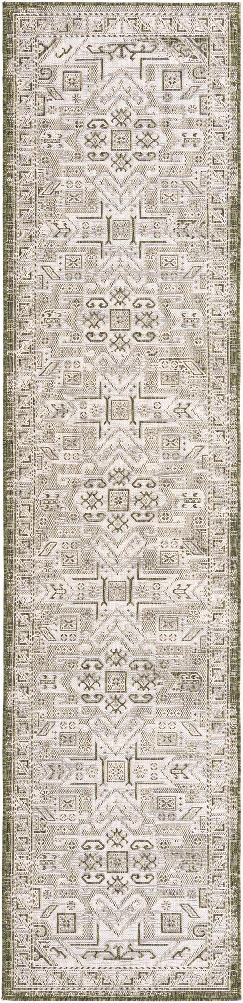 Tribal Terrace Treasures Collection Area Rug - Mayan Marina (Green) Runner Green Main