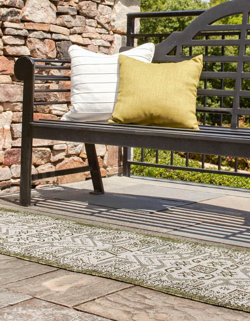 Tribal Terrace Treasures Collection Area Rug - Mayan Marina (Green) Runner Green lifestyle 2