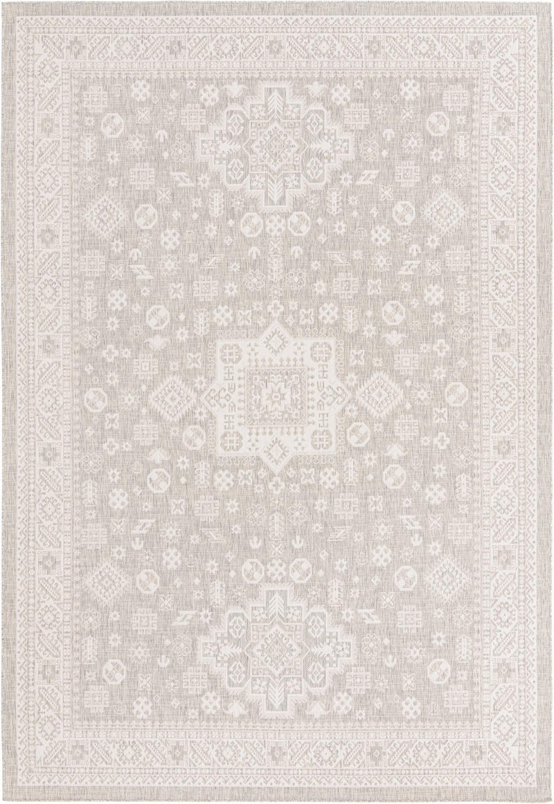 Tribal Terrace Treasures Collection Area Rug - Incan Isle (Light Gray) Rectangle Light Gray Main