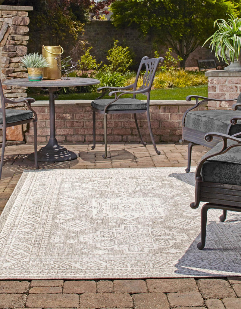 Tribal Terrace Treasures Collection Area Rug - Incan Isle (Light Gray) Rectangle Light Gray lifestyle 2