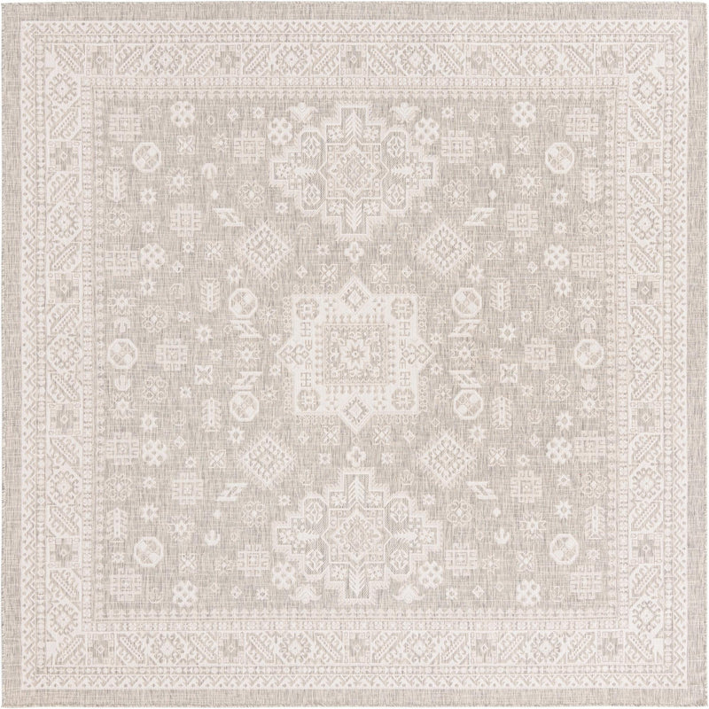 Tribal Terrace Treasures Collection Area Rug - Incan Isle (Light Gray) Square Light Gray Main