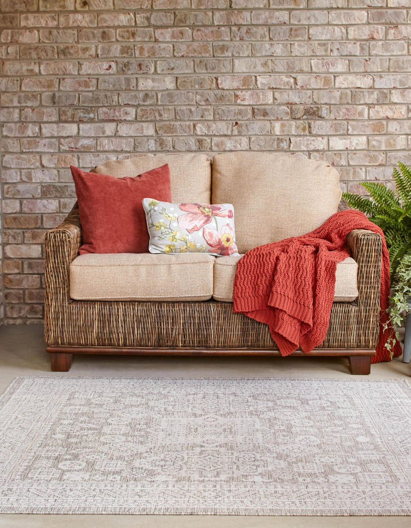 Tribal Terrace Treasures Collection Area Rug - Incan Isle (Light Gray) Square Light Gray lifestyle 2