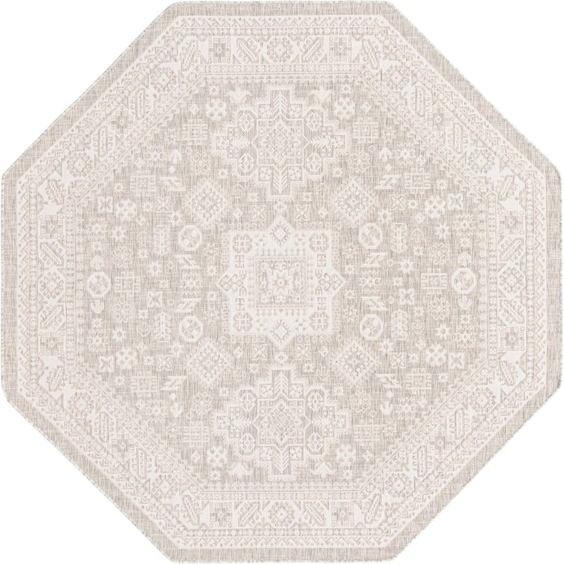 Tribal Terrace Treasures Collection Area Rug - Incan Isle (Light Gray) Octagon Light Gray Main