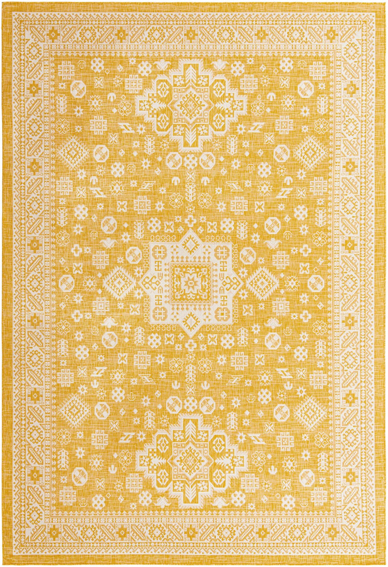 Tribal Terrace Treasures Collection Area Rug - Incan Isle (Yellow) Rectangle Yellow Main