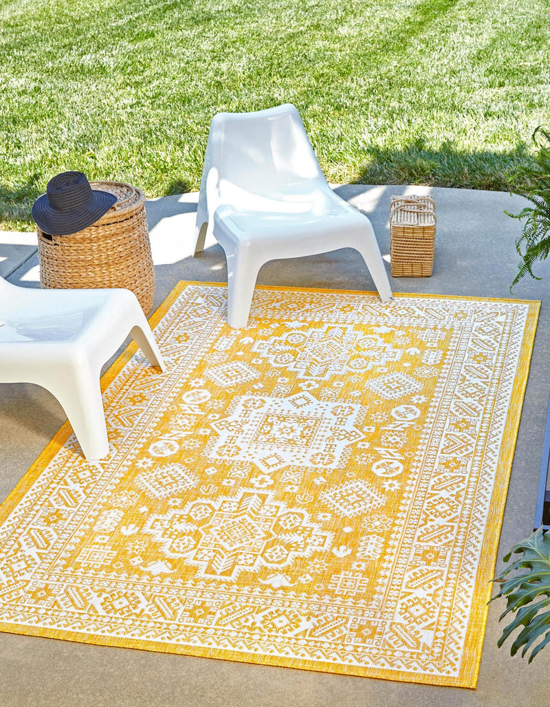 Tribal Terrace Treasures Collection Area Rug - Incan Isle (Yellow) Rectangle Yellow lifestyle 0