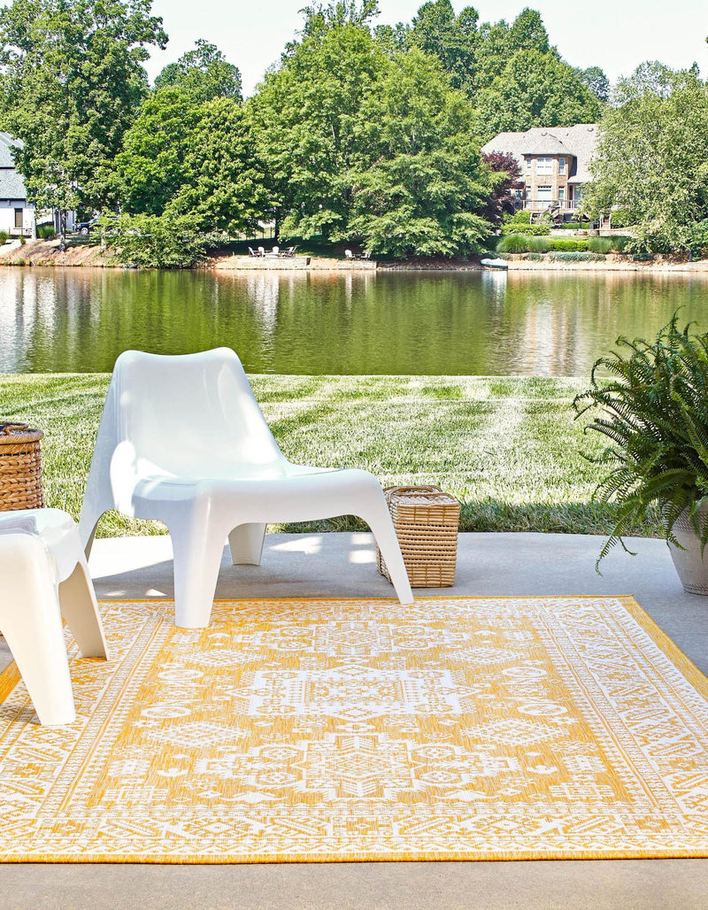 Tribal Terrace Treasures Collection Area Rug - Incan Isle (Yellow) Rectangle Yellow lifestyle 2