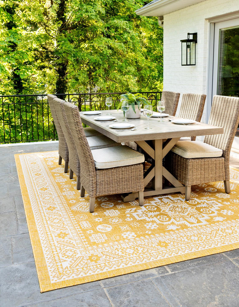 Tribal Terrace Treasures Collection Area Rug - Incan Isle (Yellow) Rectangle Yellow lifestyle 3