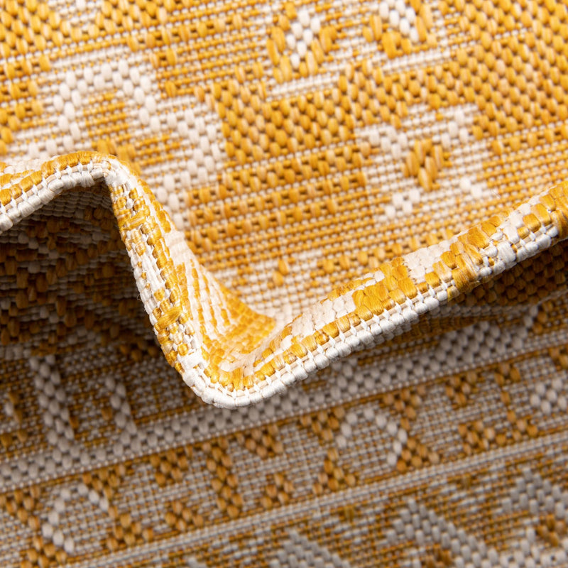 Tribal Terrace Treasures Collection Area Rug - Incan Isle (Yellow) Round Yellow lifestyle 6