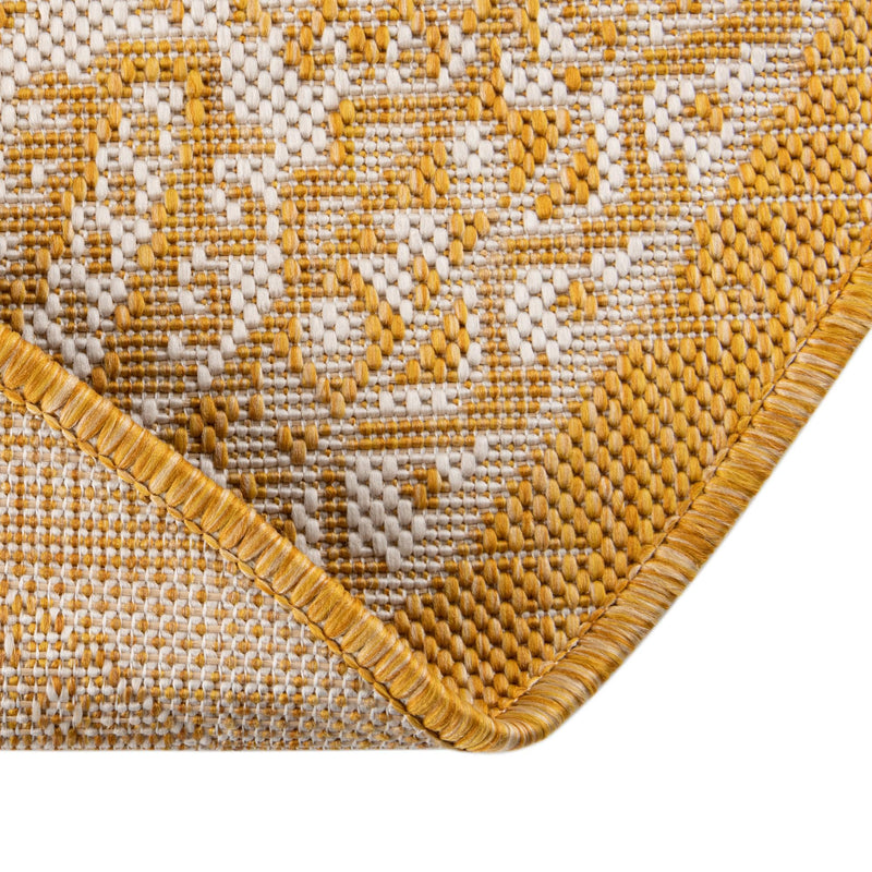 Tribal Terrace Treasures Collection Area Rug - Incan Isle (Yellow) Round Yellow lifestyle 7